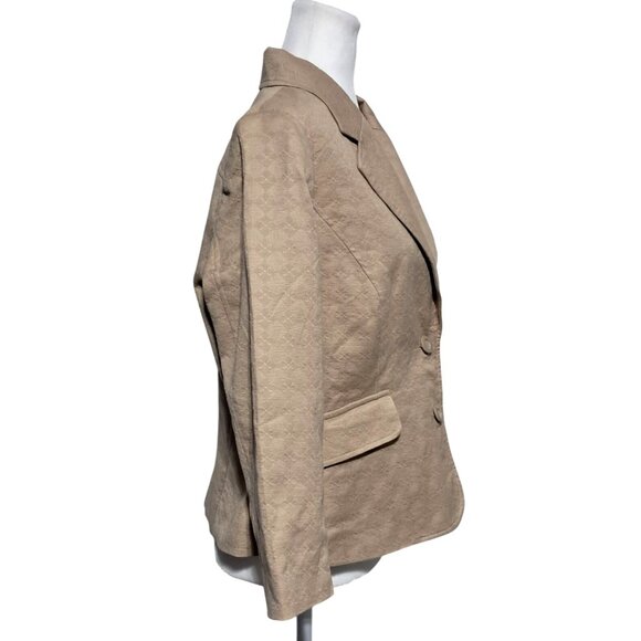 Vintage Merona Blazer Jacket Womens Size L Double Breasted NWT Tan 3/4 Sleeve - Picture 10 of 13